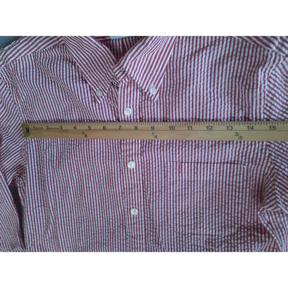 Brooks Brothers Regent Fit Red Stripe Wrinkle Seersucker Button Down Shirt Men S - Picture 3 of 9